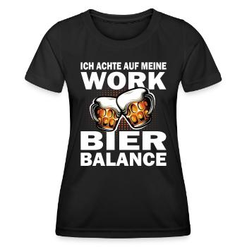 Achte auf meine Work Bier Balance - Bier Liebhaber - Frauen Funktions-T-Shirt - Schwarz - Vorne - AI Model Female 172 light (172cm)