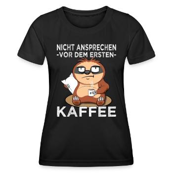 Nicht ansprechen Faultier - Kaffeetrinker - Büro - Frauen Funktions-T-Shirt - Schwarz - Vorne - AI Model Female 172 light (172cm)