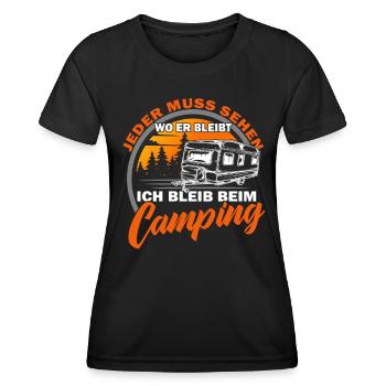 Camping - Wohnmobil - Wohnwagen - Campen - Frauen Funktions-T-Shirt - Schwarz - Vorne - AI Model Female 172 light (172cm)