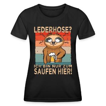 Ich bin nur zum Saufen hier Faultier Männerabend - Frauen Funktions-T-Shirt - Schwarz - Vorne - AI Model Female 172 light (172cm)