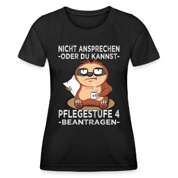 Nicht ansprechen Faultier - Morgenmuffel - Kaffee - Frauen Funktions-T-Shirt - Schwarz - Vorne - AI Model Female 172 light (172cm)