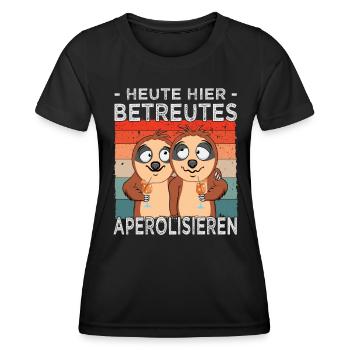 Betreutes Aperolisieren - Faultiere - Cocktail - Frauen Funktions-T-Shirt - Schwarz - Vorne - AI Model Female 172 light (172cm)