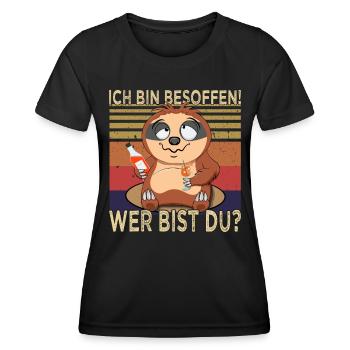 Ich bin besoffen Faultier - Cocktail - Frauen Funktions-T-Shirt - Schwarz - Vorne - AI Model Female 172 light (172cm)