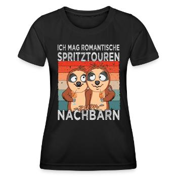 Spritztour zum Nachbarn - Cocktail - Mädelsabend - Frauen Funktions-T-Shirt - Schwarz - Vorne - AI Model Female 172 light (172cm)