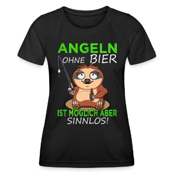 Angeln ohne Bier ist möglich aber sinnlos - Angler - Frauen Funktions-T-Shirt - Schwarz - Vorne - AI Model Female 172 light (172cm)