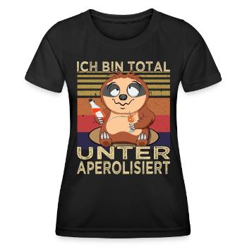Bin total unteraperolisiert Faultier - Cocktail - Frauen Funktions-T-Shirt - Schwarz - Vorne - AI Model Female 172 light (172cm)