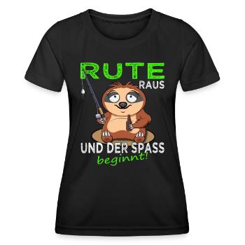 Rute raus - Angler - Angeln - Frauen Funktions-T-Shirt - Schwarz - Vorne - AI Model Female 172 light (172cm)