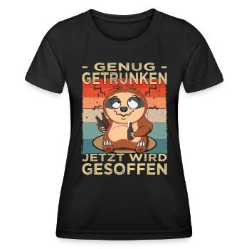 Genug getrunken - Saufen - Biertrinker - Frauen Funktions-T-Shirt - Schwarz - Vorne - AI Model Female 172 light (172cm)