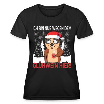 Glühwein Weihnachsmarkt & Ugly Christmas Sprüche - Frauen Funktions-T-Shirt - Schwarz - Vorne - AI Model Female 172 light (172cm)