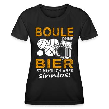 Boules sans bière - Joueur de boules - Boccia - T-shirt sport Femme - noir - Devant - AI Model Female 172 light (172cm)