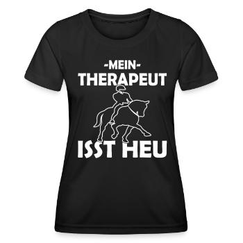Mein Therapeut isst Heu - Dressurpferd - Frauen Funktions-T-Shirt - Schwarz - Vorne - AI Model Female 172 light (172cm)