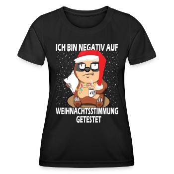 Negativ auf Weihnachtstimmung gestestet Faultier - Frauen Funktions-T-Shirt - Schwarz - Vorne - AI Model Female 172 light (172cm)