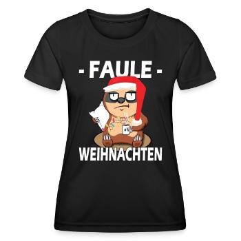 Faule Weihnachten Faultier Glühwein Weihnachsmarkt - Frauen Funktions-T-Shirt - Schwarz - Vorne - AI Model Female 172 light (172cm)