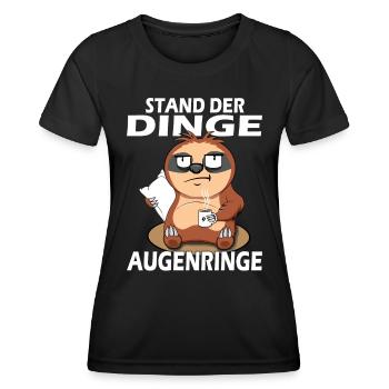 Stand der Dinge - Morgenmuffel Faultier - Frauen Funktions-T-Shirt - Schwarz - Vorne - AI Model Female 172 light (172cm)