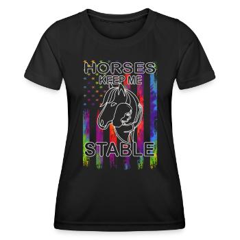 Horse keep me stable Pferdemädchen - Westernreiten - Frauen Funktions-T-Shirt - Schwarz - Vorne - AI Model Female 172 light (172cm)