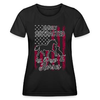 Cheval & Chien - Horse Girls - Western Riding - T-shirt sport Femme - noir - Devant - AI Model Female 172 light (172cm)