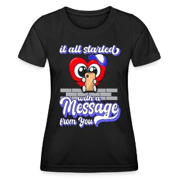Saint-Valentin - Anniversaire - Carnaval - T-shirt sport Femme - noir - Devant - AI Model Female 172 light (172cm)