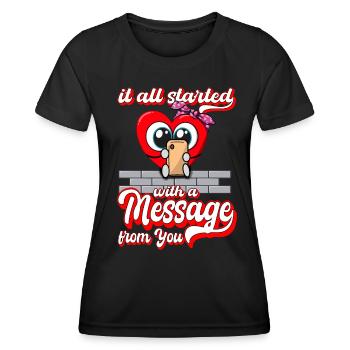 Saint-Valentin - Anniversaire - Carnaval - T-shirt sport Femme - noir - Devant - AI Model Female 172 light (172cm)