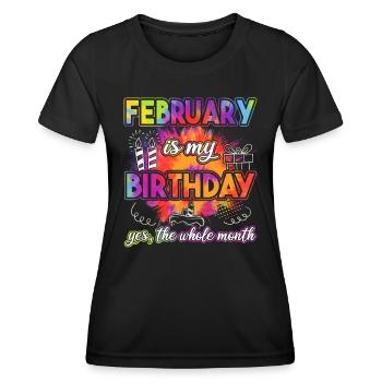 Février est mon anniversaire - Geburtstag - T-shirt sport Femme - noir - Devant - AI Model Female 172 light (172cm)