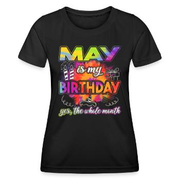May is my Birthday - Geburtstag - Frauen Funktions-T-Shirt - Schwarz - Vorne - AI Model Female 172 light (172cm)