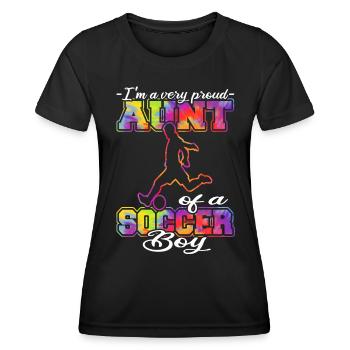 Aunt of a Soccer Boy - Fußball - Fußballspieler - Frauen Funktions-T-Shirt - Schwarz - Vorne - AI Model Female 172 light (172cm)