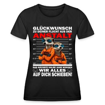 Glückwunsch zur Flucht aus der Anstalt Jobwechsel - Frauen Funktions-T-Shirt - Schwarz - Vorne - AI Model Female 172 light (172cm)