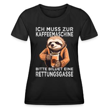 Morgenmuffel & Kaffee Sprüche für Arbeitskollegen - Frauen Funktions-T-Shirt - Schwarz - Vorne - AI Model Female 172 light (172cm)
