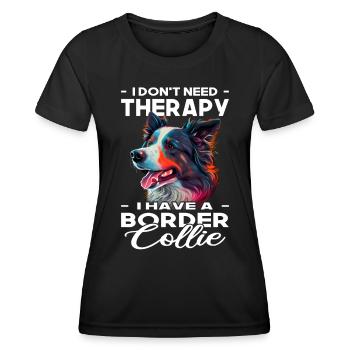 Border Collie - Amoureux des chiens - Propriétaires de chiens - T-shirt sport Femme - noir - Devant - AI Model Female 172 light (172cm)