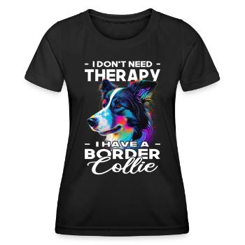 Border Collie - Amoureux des chiens - Propriétaires de chiens - T-shirt sport Femme - noir - Devant - AI Model Female 172 light (172cm)