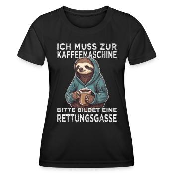 Morgenmuffel & Kaffee Sprüche für Arbeitskollegen - Frauen Funktions-T-Shirt - Schwarz - Vorne - AI Model Female 172 light (172cm)