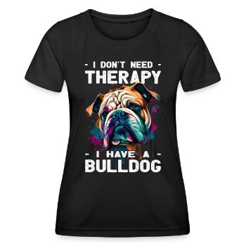 Bulldog - Amoureux des chiens - Propriétaires de chiens - T-shirt sport Femme - noir - Devant - AI Model Female 172 light (172cm)