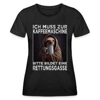 Morgenmuffel & Kaffee Sprüche für Arbeitskollegen - Frauen Funktions-T-Shirt - Schwarz - Vorne - AI Model Female 172 light (172cm)