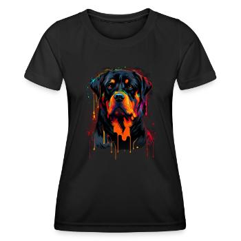 Rottweiler - Amoureux des chiens - Propriétaires de chiens - T-shirt sport Femme - noir - Devant - AI Model Female 172 light (172cm)
