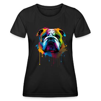 Bulldog - Amoureux des chiens - Propriétaires de chiens - T-shirt sport Femme - noir - Devant - AI Model Female 172 light (172cm)