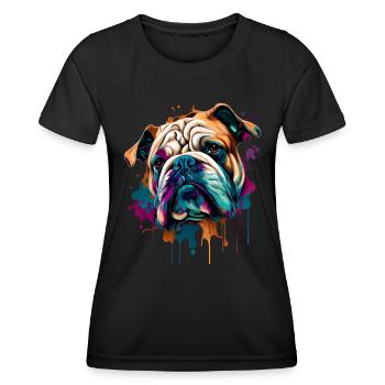 Bulldog - Amoureux des chiens - Propriétaires de chiens - T-shirt sport Femme - noir - Devant - AI Model Female 172 light (172cm)