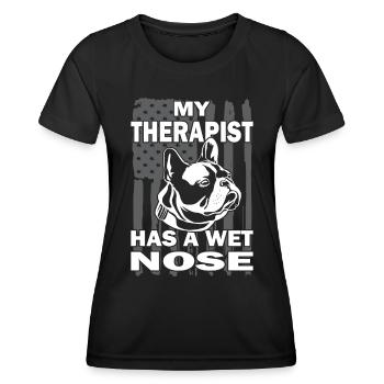 Bulldog - Amoureux des chiens - Propriétaires de chiens - T-shirt sport Femme - noir - Devant - AI Model Female 172 light (172cm)