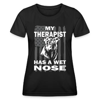 Border Collie - Amoureux des chiens - Propriétaires de chiens - T-shirt sport Femme - noir - Devant - AI Model Female 172 light (172cm)