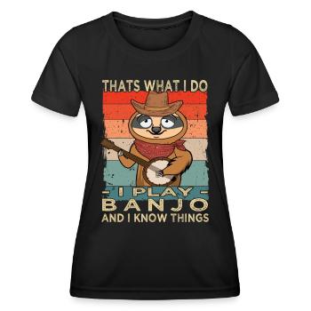 I play Banjo - Gitarre - Frauen Funktions-T-Shirt - Schwarz - Vorne - AI Model Female 172 light (172cm)