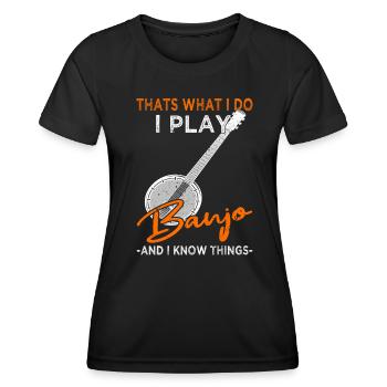 I play Banjo - Gitarre - Frauen Funktions-T-Shirt - Schwarz - Vorne - AI Model Female 172 light (172cm)