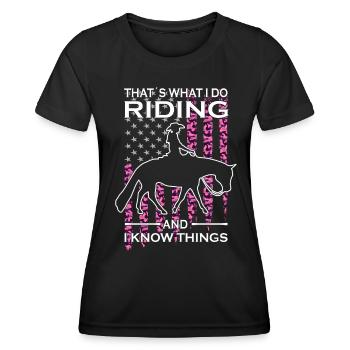 C’est ce que je fais Équitation - Équitation de l’Ouest - T-shirt sport Femme - noir - Devant - AI Model Female 172 light (172cm)