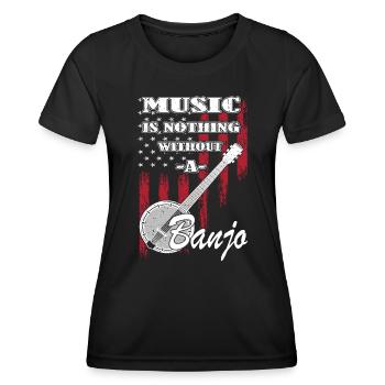Banjo Gitarre - Banjospieler - Frauen Funktions-T-Shirt - Schwarz - Vorne - AI Model Female 172 light (172cm)