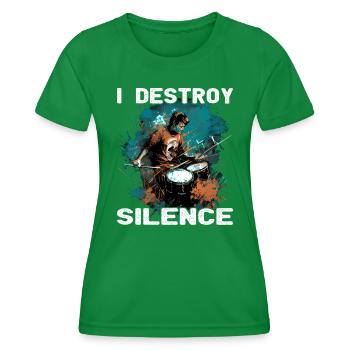 I Destroy Silence - batterie - batteur - T-shirt sport Femme - vert - Devant - AI Model Female 172 dark (172cm)