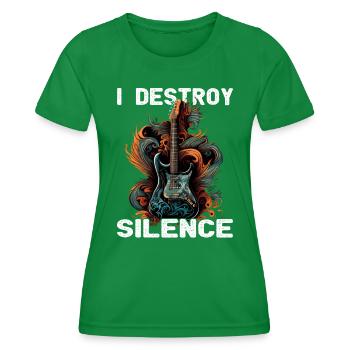I Destroy Silence - guitare - guitariste - T-shirt sport Femme - vert - Devant - AI Model Female 172 dark (172cm)