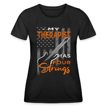 Bassspieler - Gitarre - Gitarrist - Frauen Funktions-T-Shirt - Schwarz - Vorne - AI Model Female 172 light (172cm)