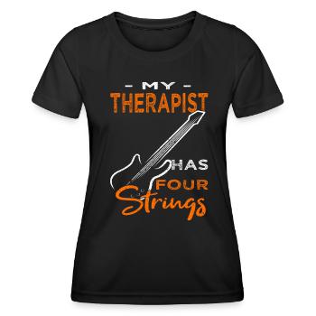 Bassspieler - Gitarre - Gitarrist - Frauen Funktions-T-Shirt - Schwarz - Vorne - AI Model Female 172 light (172cm)
