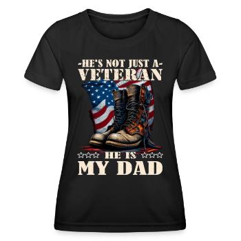 Père vétéran - Vétéran 4 juillet - Soldat - T-shirt sport Femme - noir - Devant - AI Model Female 172 light (172cm)