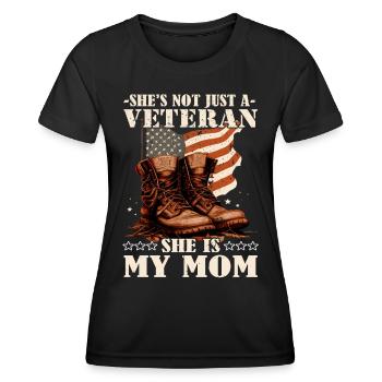 Veteran Mom - Veteran 4th of July - Soldat - Frauen Funktions-T-Shirt - Schwarz - Vorne - AI Model Female 172 light (172cm)