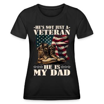 Veteran Dad - Veteran 4th of July - Soldat - Frauen Funktions-T-Shirt - Schwarz - Vorne - AI Model Female 172 light (172cm)