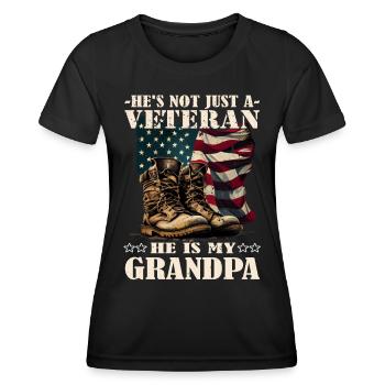 Veteran Grandpa - Veteran 4th of July - Soldat - Frauen Funktions-T-Shirt - Schwarz - Vorne - AI Model Female 172 light (172cm)