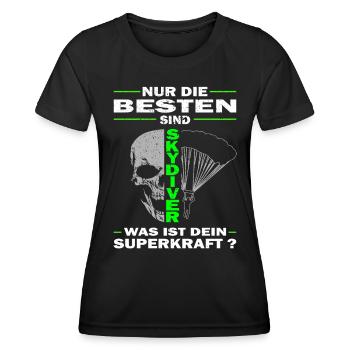 Nur die Besten sind Skydiver & Fallschirmspringer - Frauen Funktions-T-Shirt - Schwarz - Vorne - AI Model Female 172 light (172cm)